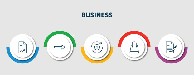 Poster - editable thin line icons with infographic template. infographic for business concept. included paper graphic, graphic arrow, money convert, shopping bags, icons.