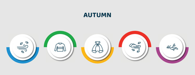 Poster - editable thin line icons with infographic template. infographic for autumn concept. included wind, sweater, cloak, windy, tree branch icons.