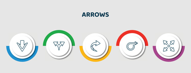 Poster - editable thin line icons with infographic template. infographic for arrows concept. included down ar