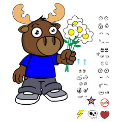 Wall Mural - moose kid character cartoon expressions set in vector format