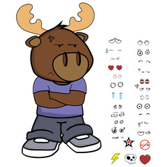 Wall Mural - moose kid character cartoon expressions set in vector format