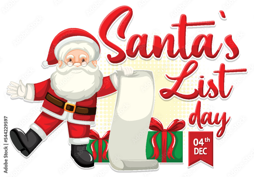Happy Santa List Banner Design Stock Vector | Adobe Stock