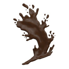 Chocolate Water Splash Liquid Fluid Isolated On White Background. 3d Illustration