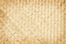 Woven Bamboo Wall Thai Style Pattern Nature Texture Background. Basketry Bamboo Mat Seamless Pattern. Top View.