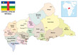 Administrative map of the Central African Republic with a flag