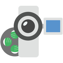 Poster - Reel with Camcorder Flat Illustration