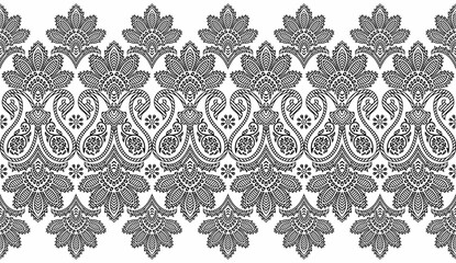 Sticker - Paisley seamless vector floral border