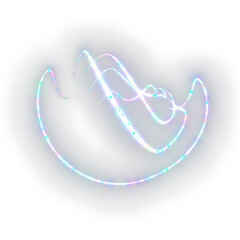 Fototapete - Round neon light on a transparent png background. Neon frame for your design.	
