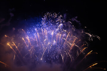 Wall Mural - Fireworks at New Year. Abstract holiday background.