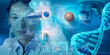 © Paulista - Chemist analysing virus variants in lab. Biotechnology research conceptual background with 3d rendering elements.