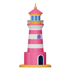 Wall Mural - Lighthouse 3d rendering isometric icon.