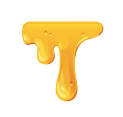 Wall Mural - bee honey dripping, melting, leaking down. gold shiny sticky caramel fluid flowing. amber maple syru