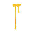 Caramel melting, dripping down with thin sugar streams. Maple liquid syrup leaking. Amber gold bee honey fluid flowing, drops, trickles. Flat graphic vector illustration isolated on white background