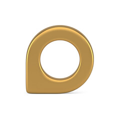 Poster - Realistic 3d icon metallic golden map pin diagonally placed locate navigation isometric