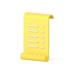 Poster - Vertical yellow paper paycheck curved blank paper payment document 3d icon