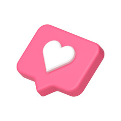 Poster - like pink quick tips mobile dating application social media alert realistic 3d icon template
