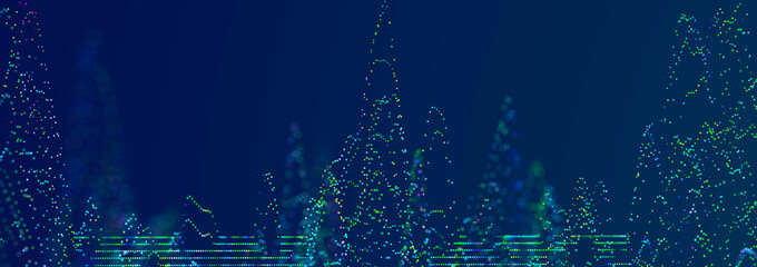 Poster - Technology background with glowing defocused particles. Big data. Digital background. 3D