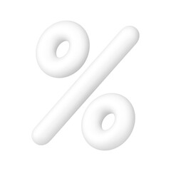 Percent symbol white glossy balloon sale discount decorative label realistic 3d icon