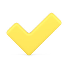Poster - Yellow glossy positive checkmark approved done complete label front view realistic 3d icon