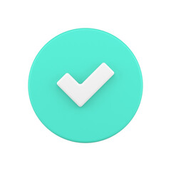 Poster - Green glossy rounded button agree complete to do positive voting checkmark realistic 3d icon