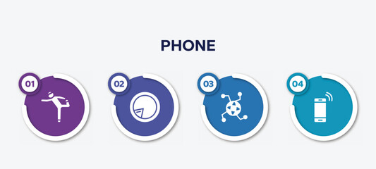 Poster - infographic element template with phone filled icons such as stretching, postman, internet connection, mobilephone vector.