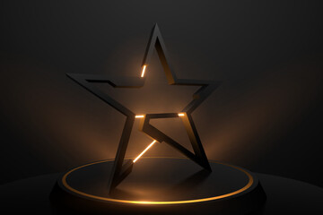 Wall Mural - star shape with golden light elements