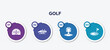 infographic element template with golf filled icons such as kmh, bobsled, kickboxer, birdie vector.