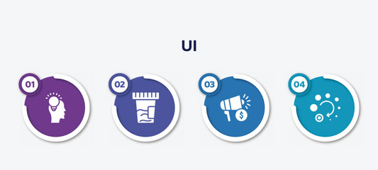 Poster - infographic element template with ui filled icons such as inspiration, urine test, marketing budget, loading vector.