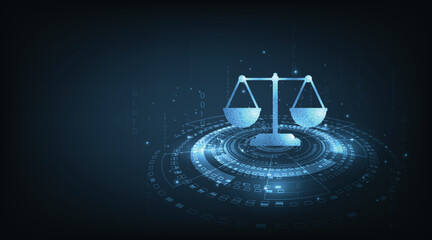 Wall Mural - Internet law concept.Cyber Law as digital legal services Labor law, Lawyer, on Dark Blue blurred background.	