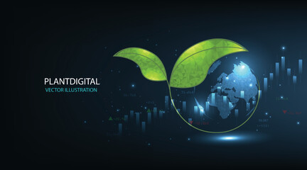 Aufkleber - World economy growth concept.Growth of investment.Investment income and growth with tree on the world.