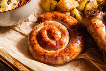 Poster - sausages with baked potato and salad