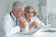 © aletia2011 - Portrait of an elderly couple of doctors at the laptop