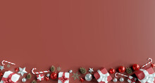 Christmas Background With Christmas Decoration - 3d Rendering