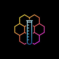 Wall Mural - Chemical Hexagonal Formula with Test Tube vector colorful line icon