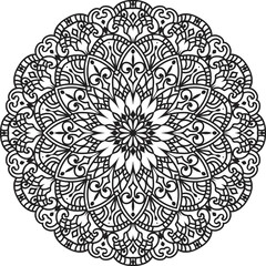 Anti-stress coloring book page for adults.Doodle pattern with ethnic mandala ornament.