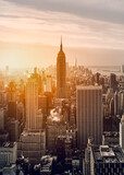 Fototapeta  - Vista aérea de atardecer en New York,Estados Unidos