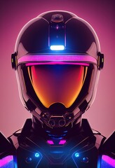 Wall Mural - A fictional person, not based on a real person. Portrait of an fictional astronaut in a spacesuit. High-tech astronaut from the future. The concept of space travel. . Generative AI