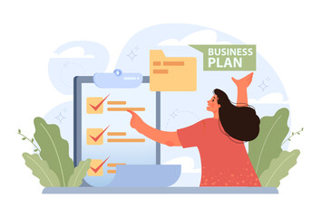 Poster - Business plan concept. Idea of business strategy. Setting a goal