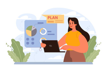 Poster - Business plan concept. Idea of business strategy. Setting a goal