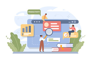 Poster - productivity concept. employee job performance efficiency. quality
