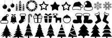 Set Of Christmas Flat Icons On Transparent Background. Christmas Elements For Your Design. PNG Image