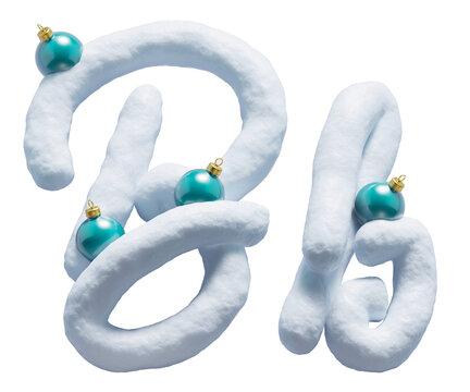 Handwritten Snow alphabet. Christmas toy. Letter B