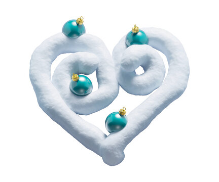 Handwritten Snow alphabet. Christmas toy. Heart symbol
