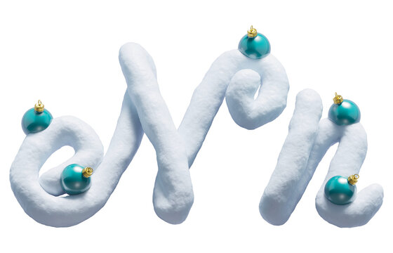 Handwritten Snow alphabet. Christmas toy. Letter N