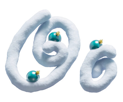 Handwritten Snow alphabet. Christmas toy. Letter O