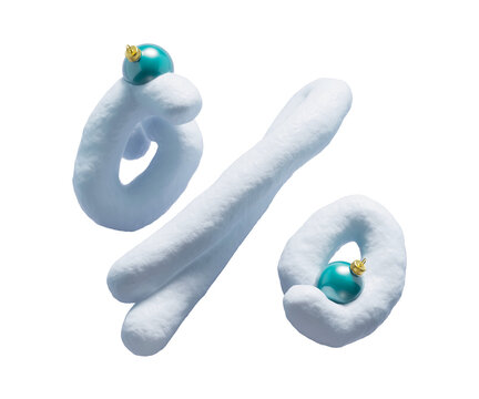 Handwritten Snow alphabet. Christmas toy. Percent symbol