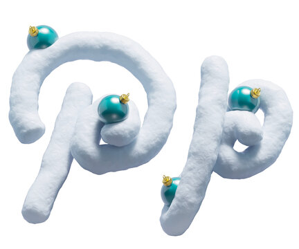 Handwritten Snow alphabet. Christmas toy. Letter P