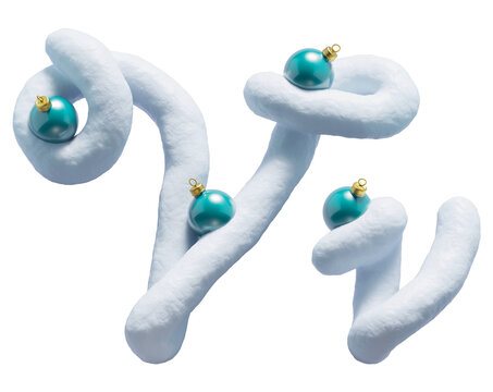Handwritten Snow alphabet. Christmas toy. Letter V