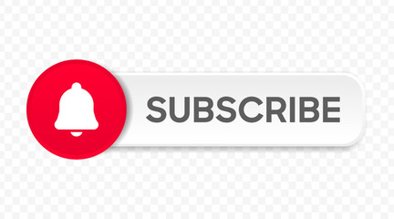 Poster - Subscribe button Bell, notification icon button and hand cursor click. Red button subscribe to channel social media, marketing, blog. Vector illustration for website, mobile app, UI UX. EPS 10