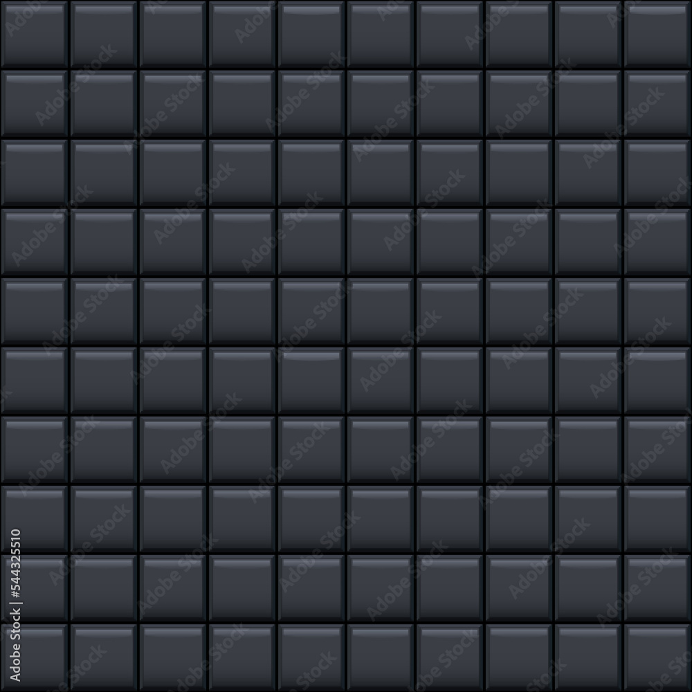 Black glossy ceramic square tiles seamless pattern. Home interior, bathroom  and kitchen wall texture. Vector black shiny 3d brick wall background Stock  Vector | Adobe Stock, image size:1000x1000